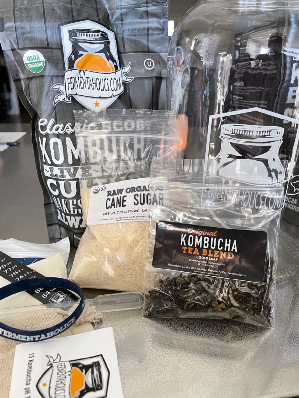 Fermentaholics Kombucha Brewing Starter Kit - USDA Certified Organic SCOBY & Tea, Complete Home Kombucha Making Kit with Culture, Kosher Certified (Deluxe Kombucha Brewing Kit) customer photo 2