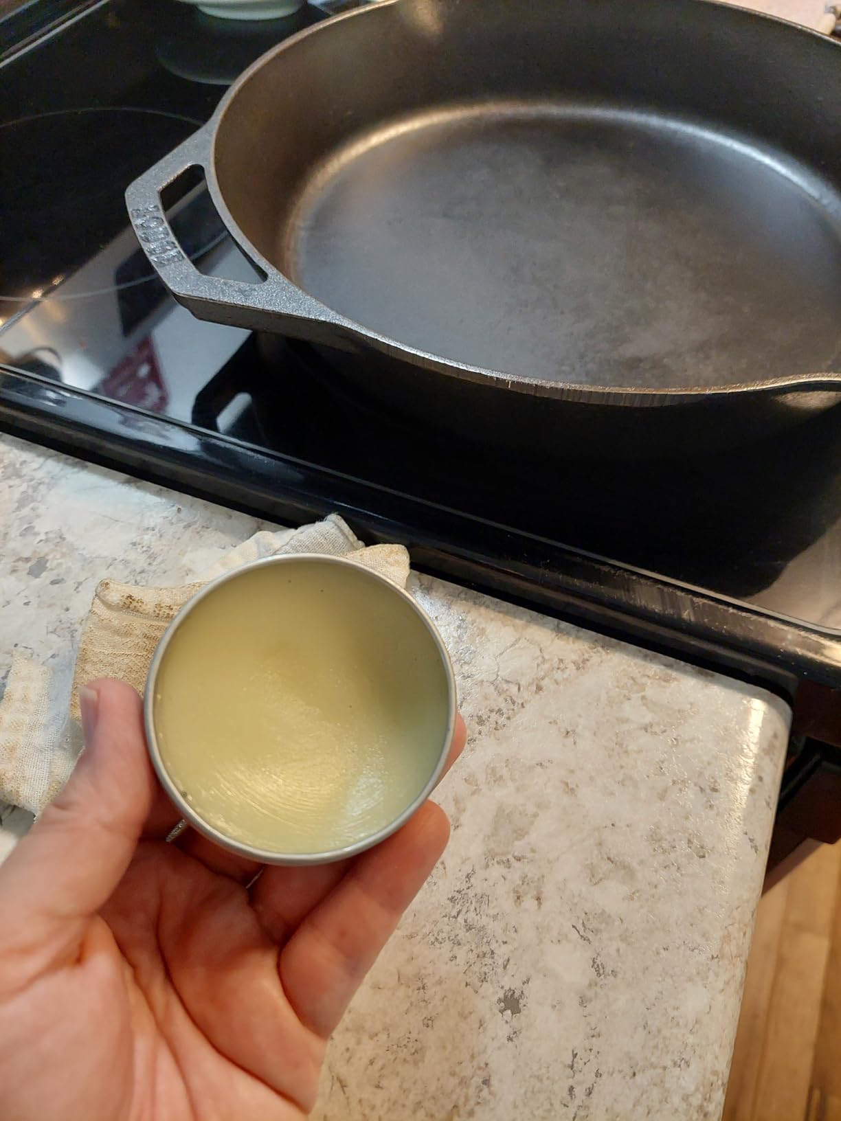 BuzzyWaxx Original Blend Cast Iron Seasoning Wax (2oz) - Natural Beeswax Conditioner for Skillets, Carbon Steel & Cookware - Made in USA customer photo 2