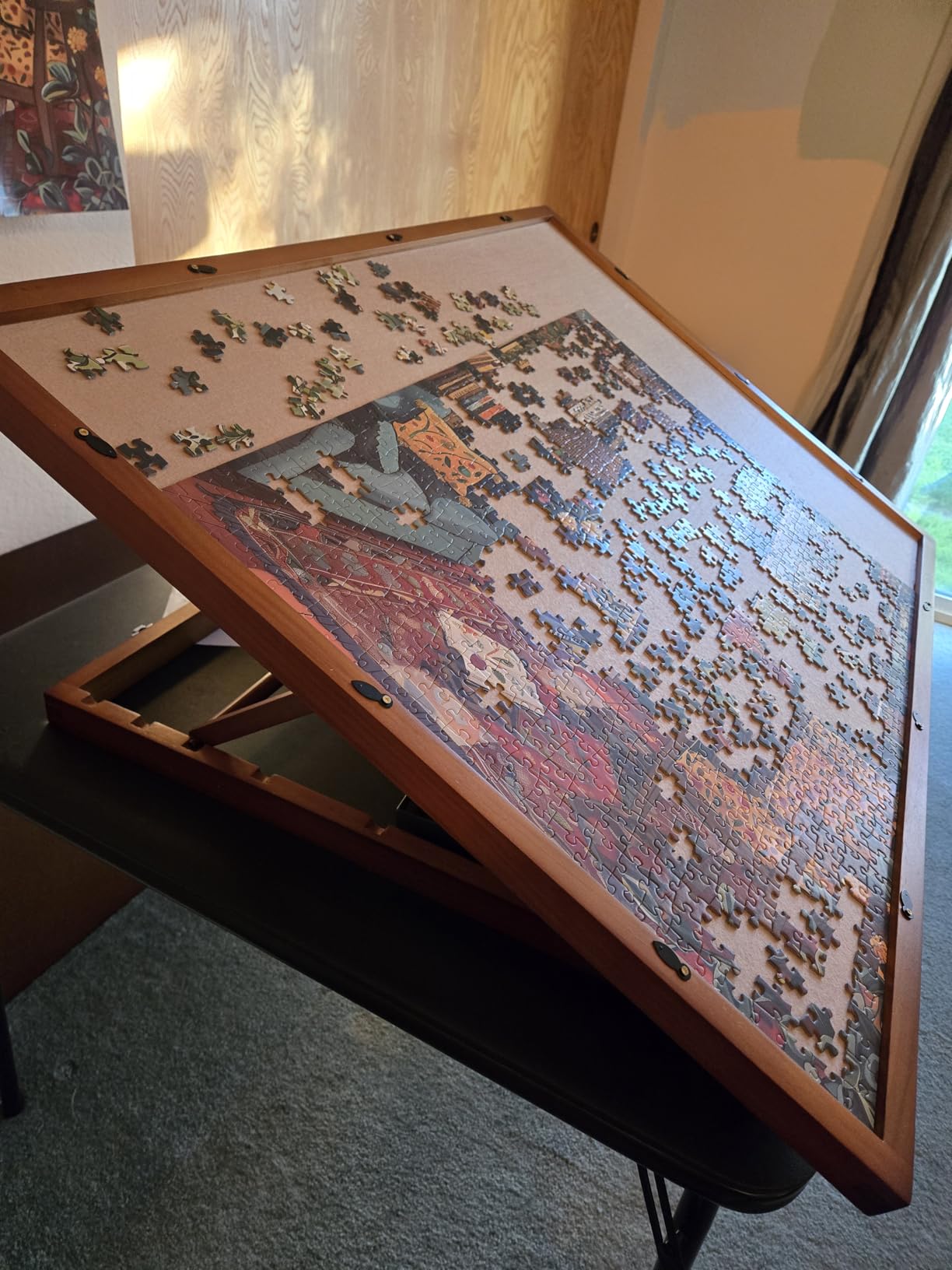 Bits and Pieces Deluxe Puzzle Easel Swivel Base Jigsaw Puzzle Board Non-Slip Rotating Adjustable Tilt Surface with Cover - Fits 1500 Piece Puzzles, 24 Inch x 34 Inch customer photo 1