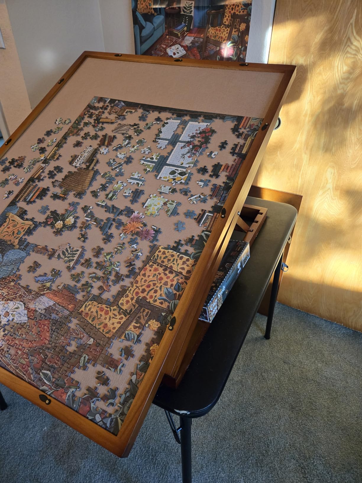 Bits and Pieces Deluxe Puzzle Easel Swivel Base Jigsaw Puzzle Board Non-Slip Rotating Adjustable Tilt Surface with Cover - Fits 1500 Piece Puzzles, 24 Inch x 34 Inch customer photo 2