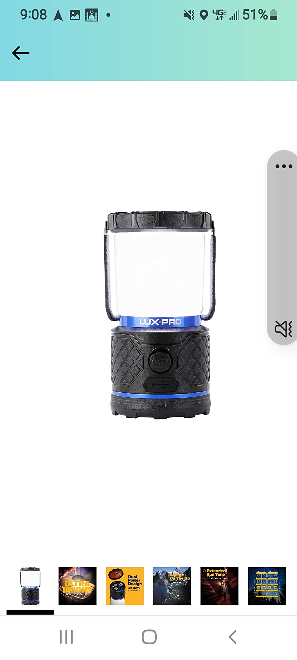 Rechargeable Dual-Power 940 Lumen LED Lantern with Diffused Lens, Built-in Power Bank, Dimmable LED Light, IPX4 Water-Resistant customer photo 1
