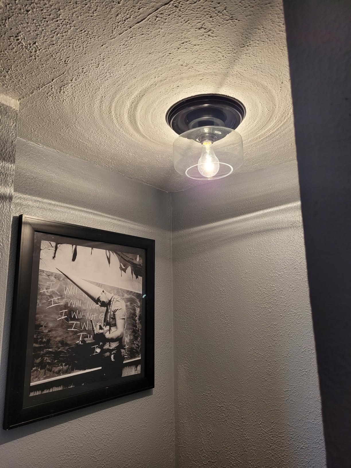 MAXvolador Industrial Semi Flush Mount Ceiling Light, Clear Glass Pendant Lamp Shade, Farmhouse Lighting for Hallway, Vintage Hanging Light Fixtures customer photo 2
