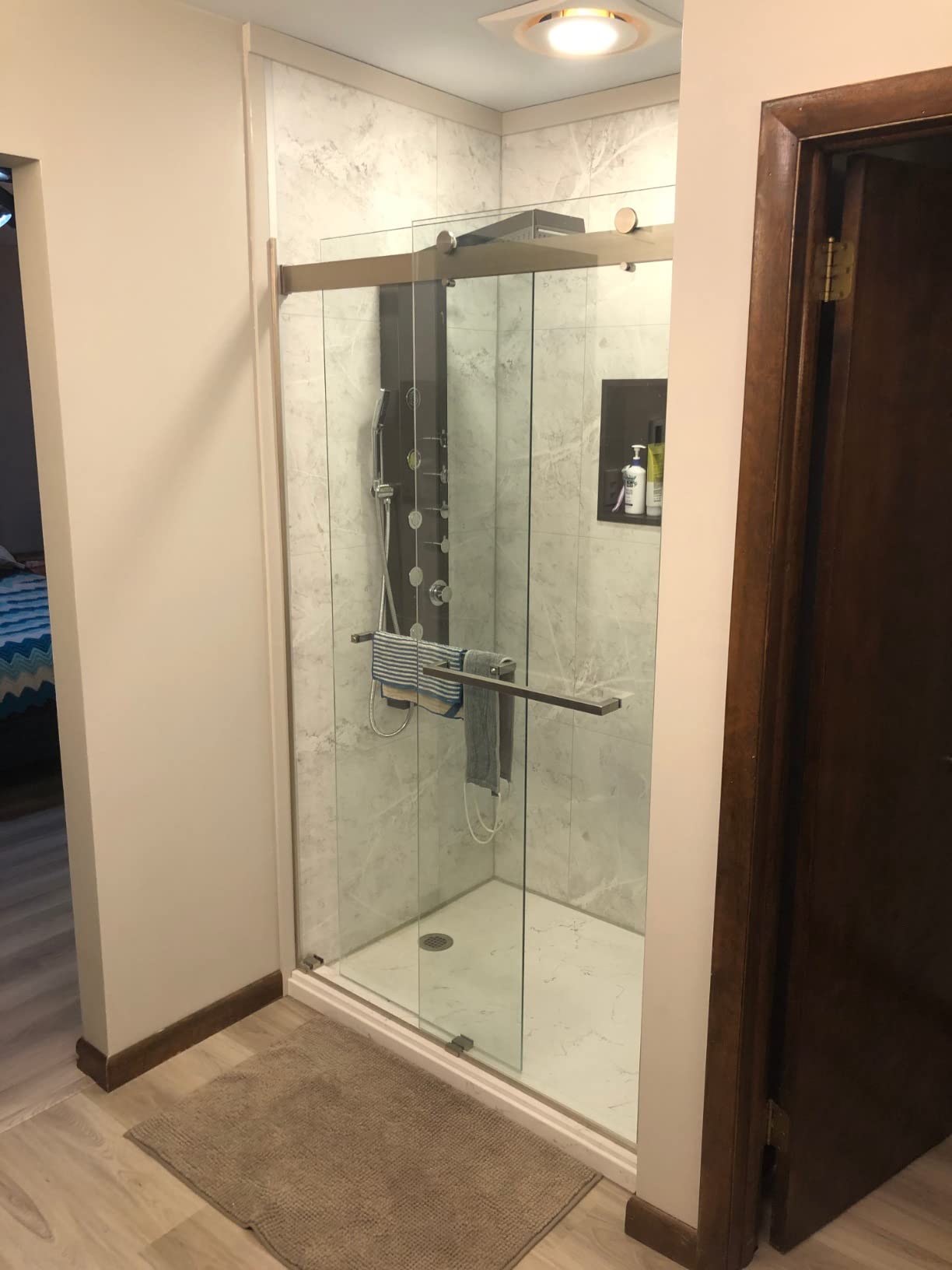 ROVOGO Shower Panel Tower System - Use 4 Shower Modes at the Same Time | Rainfall Waterfall Shower Head, 5 Body Jets & 3-Setting Handheld, Stainless Steel Brushed Shower Column with Brass Valves, 50