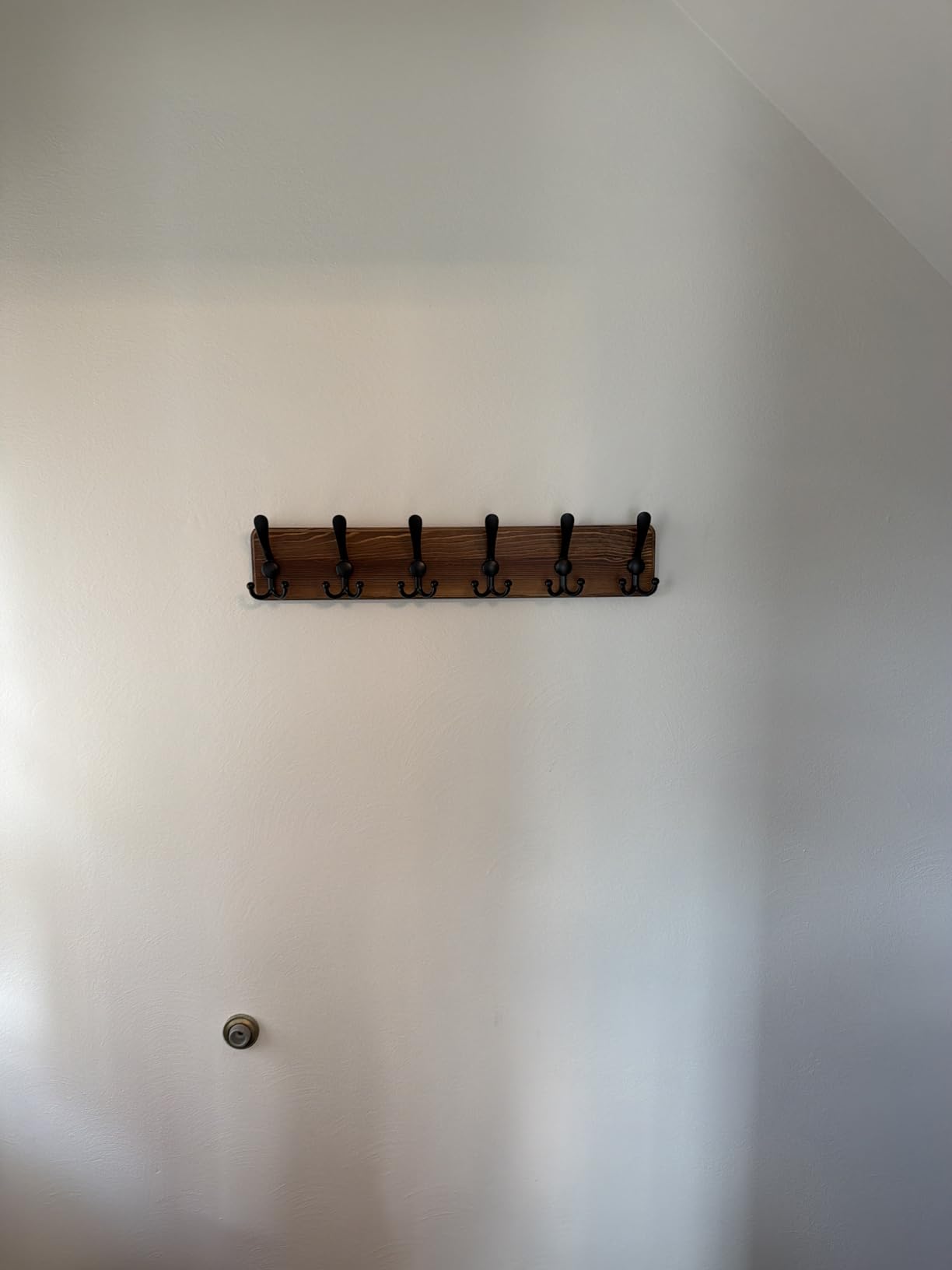 Coat Rack Wall Mounted - 5 Tri Hooks, Heavy Duty, Wooden Wall Coat Hanger Coat Hook for Clothes Hat Jacket Clothing, Natural & Black customer photo 1