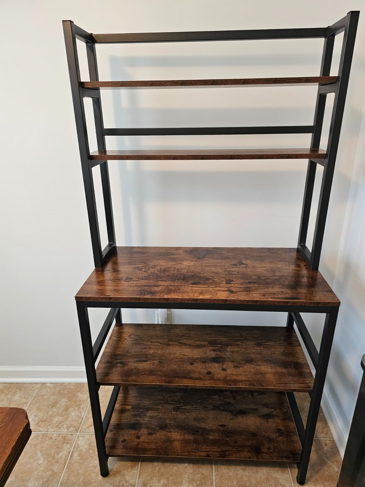 Tribesigns 5-Tier Kitchen Bakers Rack with Hutch, Industrial Microwave Oven Stand, Free Standing Kitchen Utility Cart Storage Shelf Organizer (Rustic Brown) customer photo 2