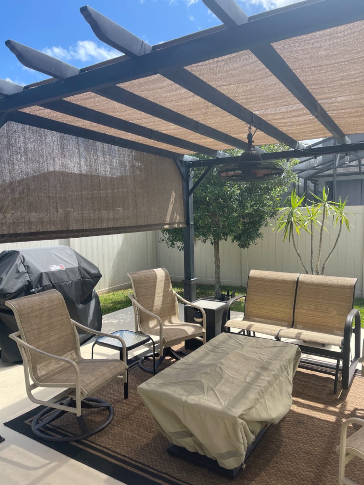 Universal Pergola Replacement Canopy Shade Cover with Breathable HDPE Fabric & Rod Pockets for 10 x 10 FT Pergola customer photo 1