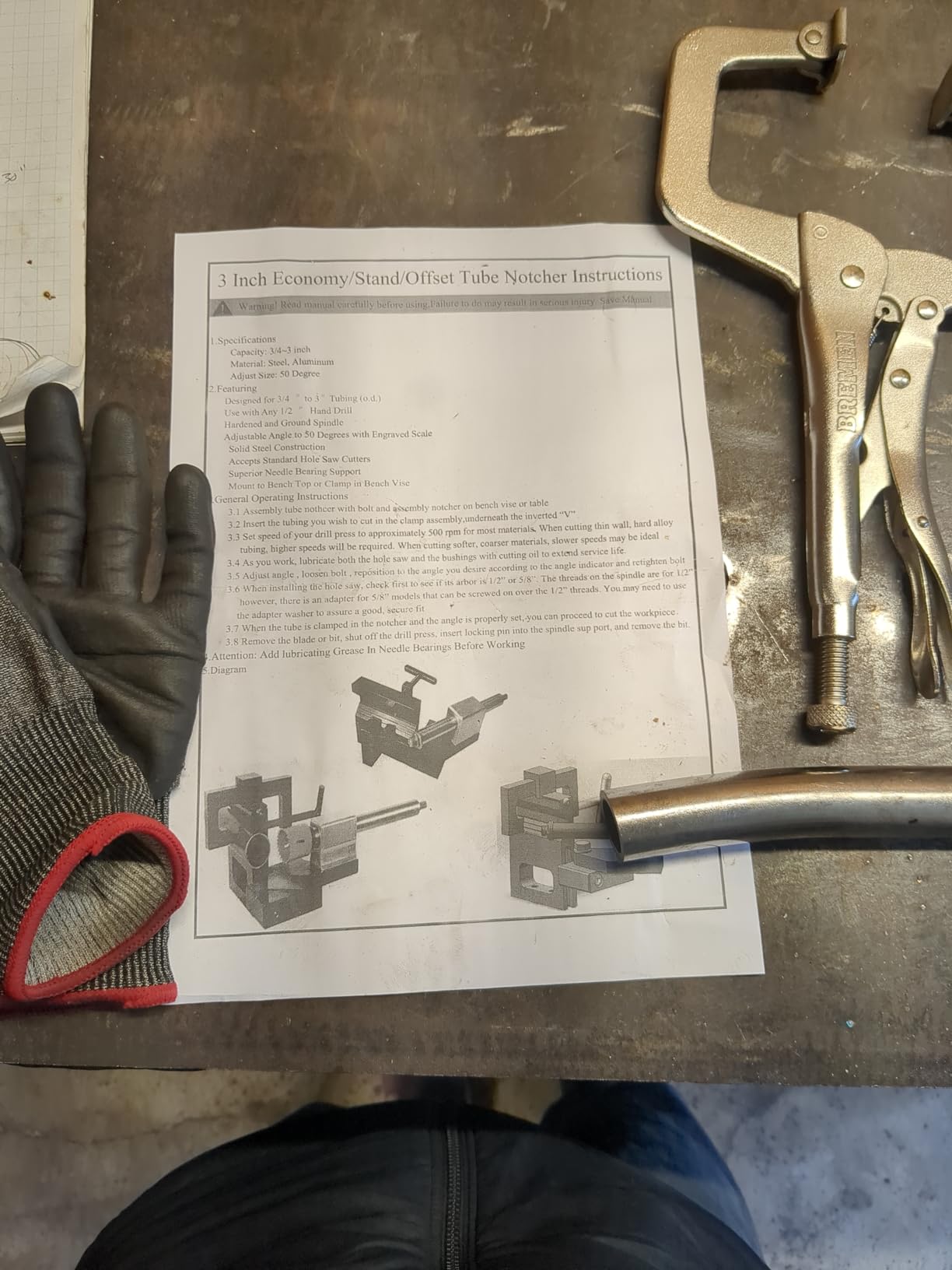 Jeremywell Industrial Professional Pipe & Tube Notcher Punch and Press Tool for 0-50 Degree Angle, Heavy Duty, Notches 3/4