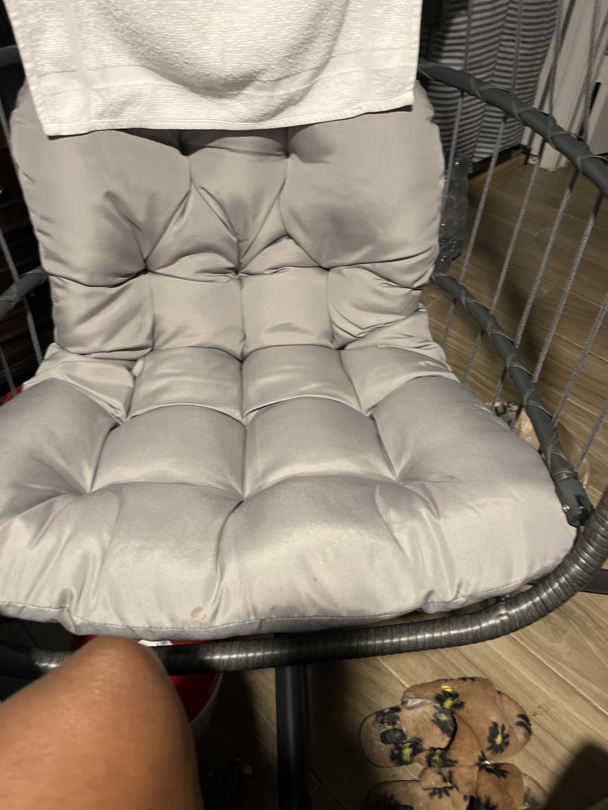 Brafab Swing Egg Chair with Steel Stand for Indoor Outdoor Patio Porch | Wicker Egg Swing Chair with Aluminum-Steel Frame and UV Resistant Cushion, Patio Lounge Hammock Chairs 370LBS Capacity customer photo 2