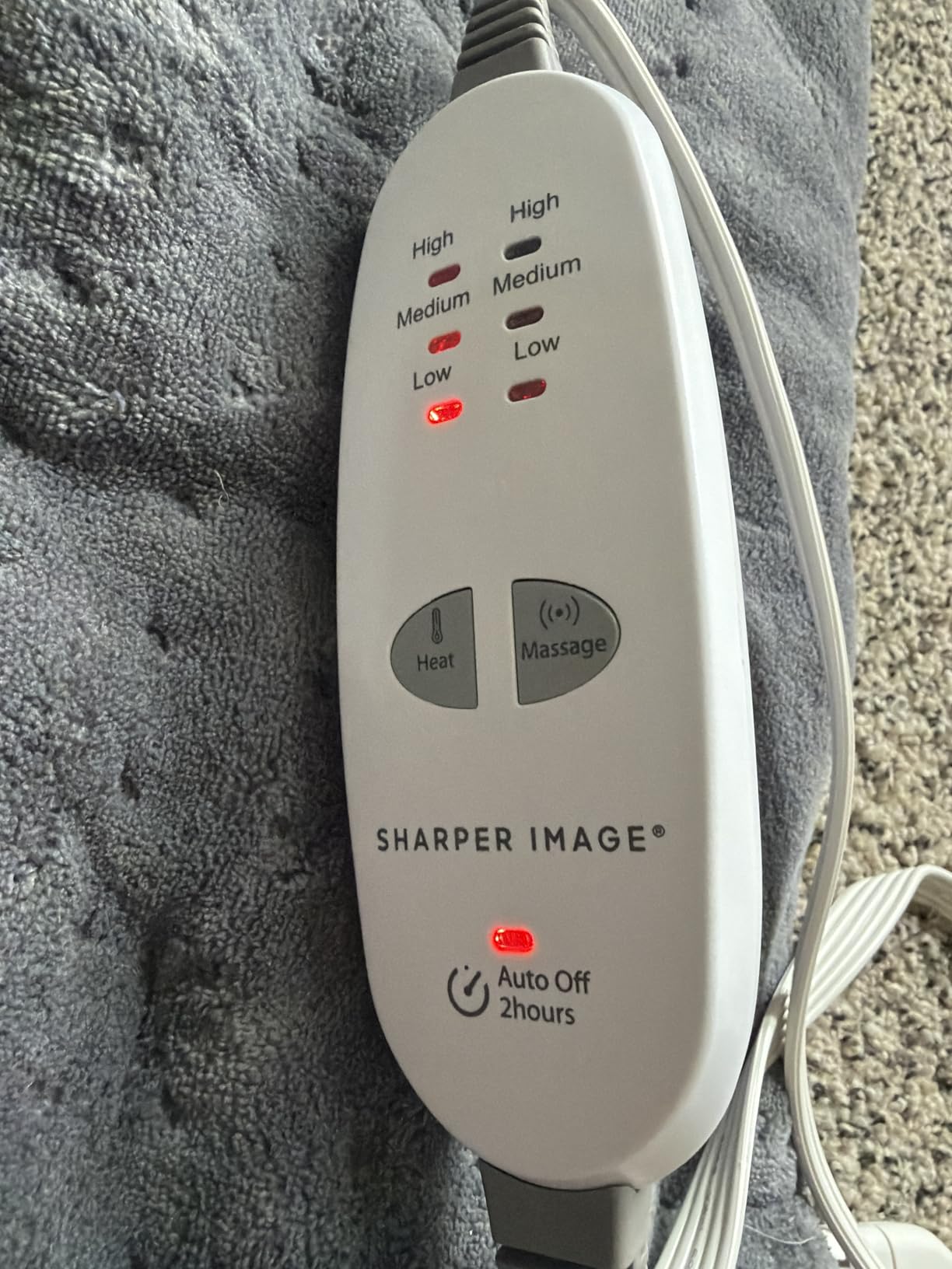 Calming Heat Massaging Vibrations Weighted Heating Pad by Sharper Image | Auto Shut-Off Feature, Gift for Holidays, Women & Men | 3 Heat, 9 Massage, 12'' x 24'', 4 lbs customer photo 1