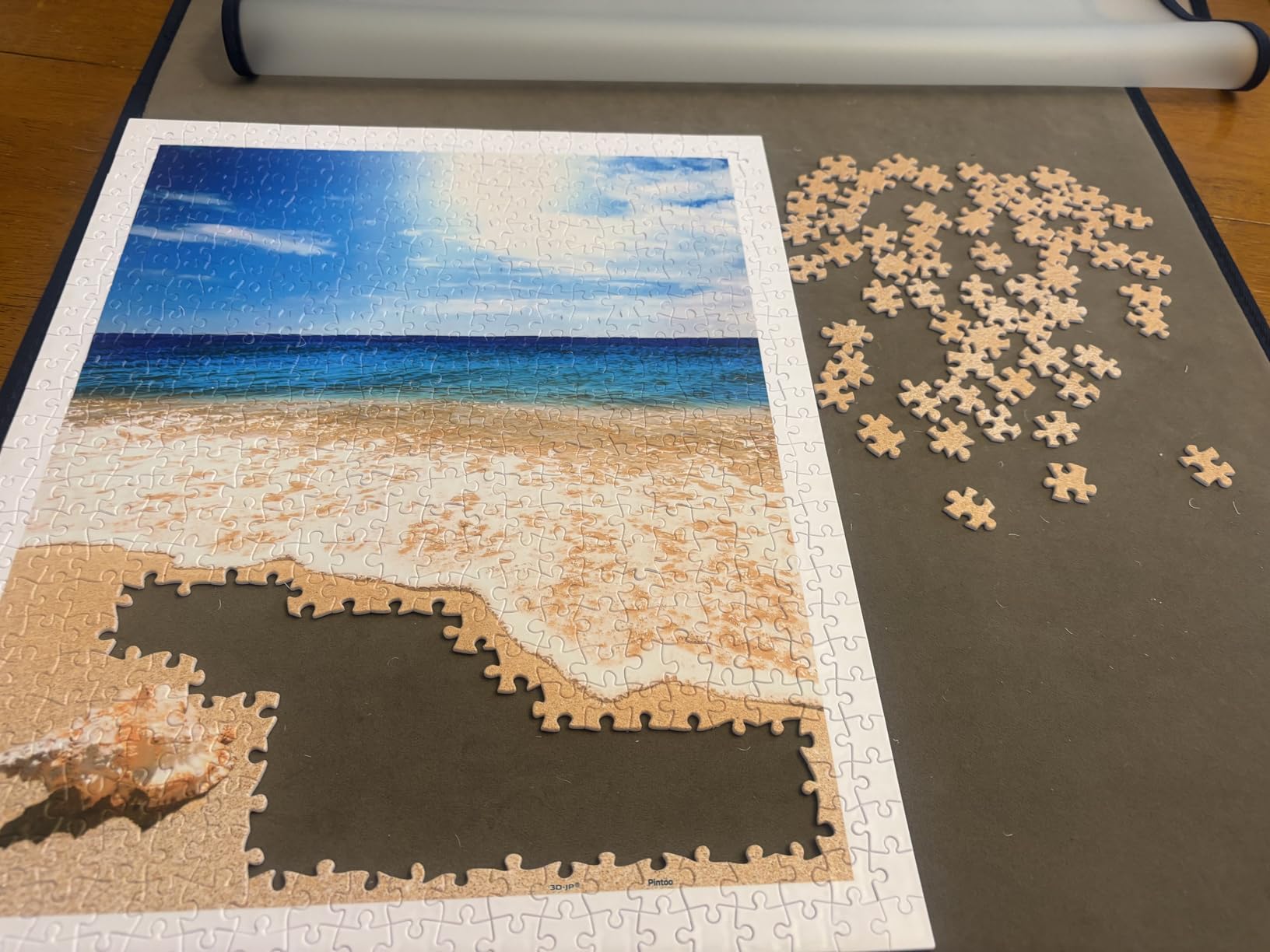 Tektalk Jigsaw Puzzle Board Portable Puzzle Mat with Dustproof Cover for Puzzle Storage Saver, Non-Slip Surface, Up to 1000 Pieces (Gray) customer photo 2