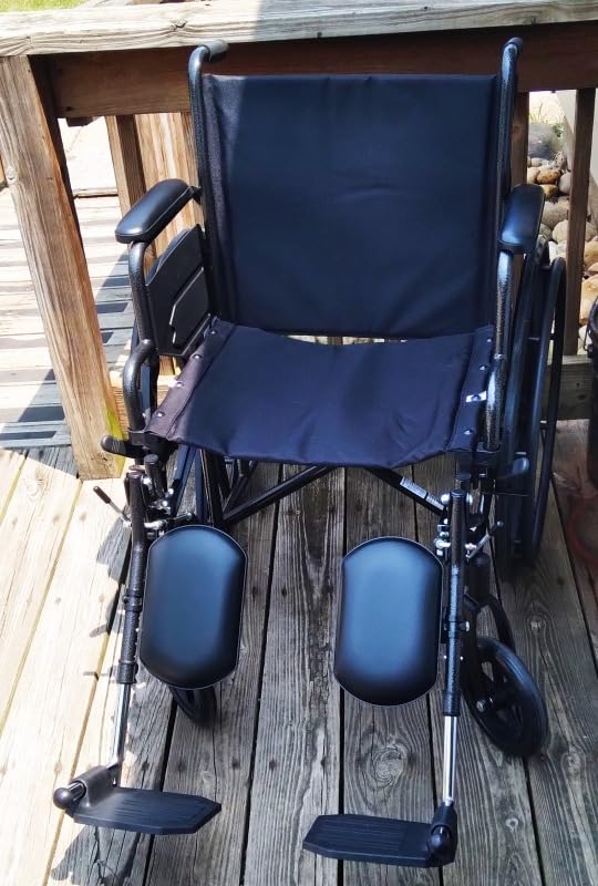 Medline Comfortable Folding Wheelchair with Swing-Back, Desk-Length Arms and Elevating Footrests, 20