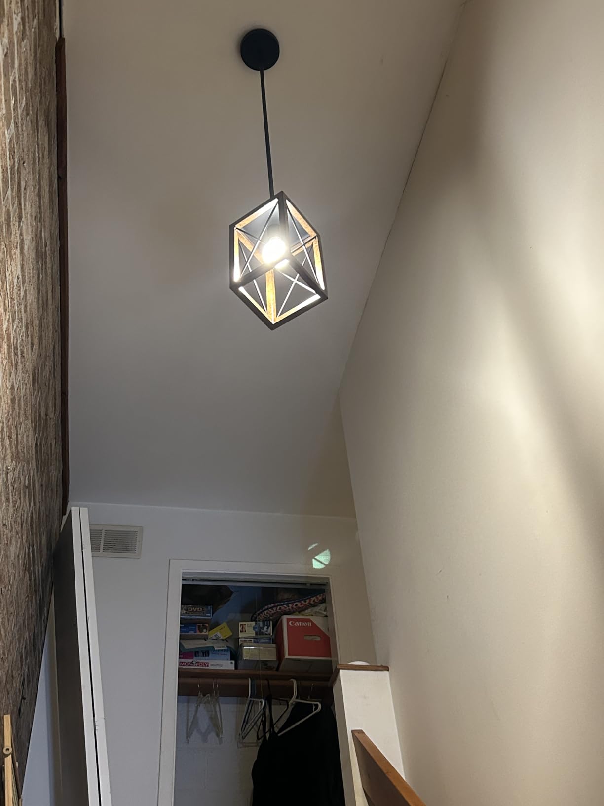 DEWENWILS Farmhouse Pendant Light, Metal Hanging Light Fixture with Wooden Grain Finish, 48 Inch Adjustable Pipes for Flat and Slop Ceiling, Kitchen Island, Bedroom, Dining Hall, E26 Base customer photo 2