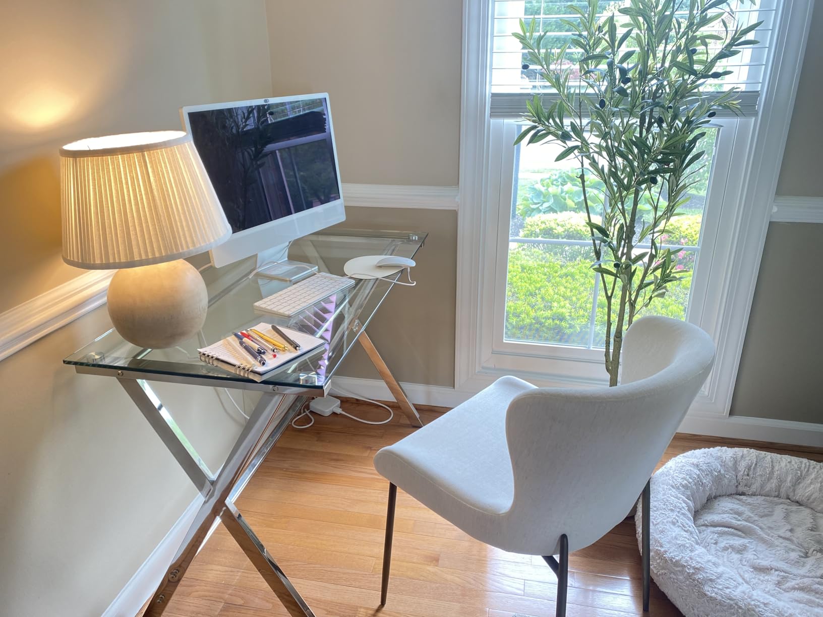 Glass Computer Desk, Small Modern - Gaming, Study and Workstation Desks for Small Spaces 43.3