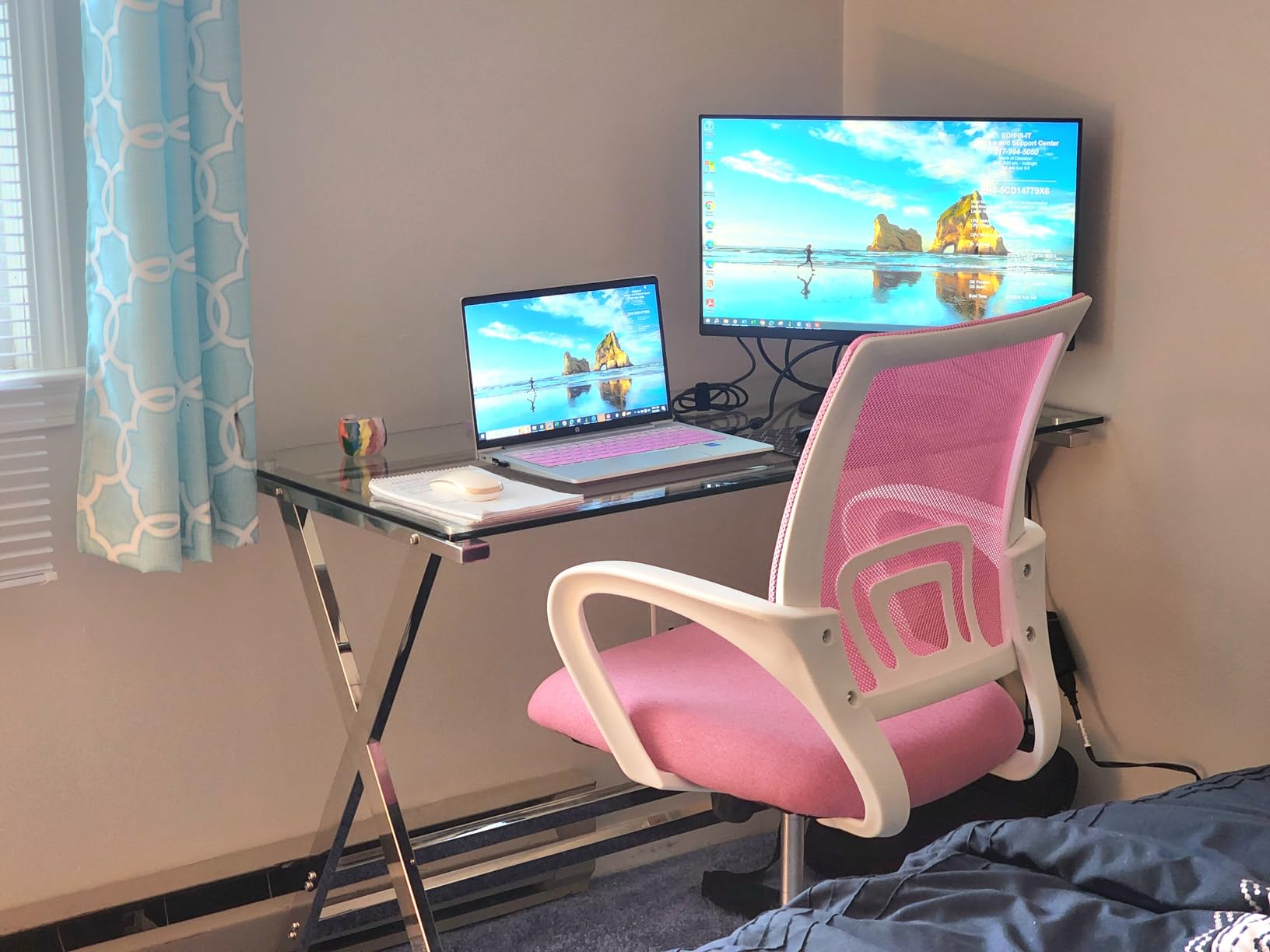 Glass Computer Desk, Small Modern - Gaming, Study and Workstation Desks for Small Spaces 43.3