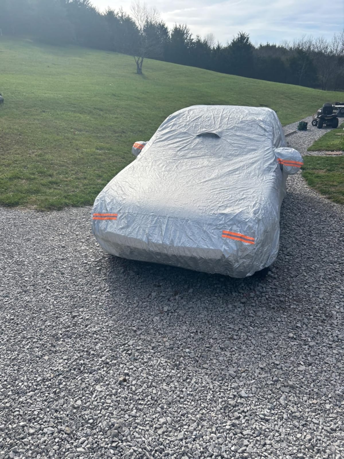 MORNYRAY Waterproof Car Cover All Weather Snowproof UV Protection Windproof Outdoor Full car Cover, Universal Fit for Sedan (Fit Sedan Length 194-206 inch, Blue) customer photo 2