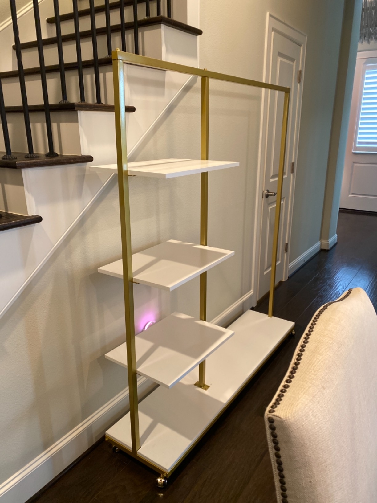 Metal Gold Clothing Rack for Boutique Use, Heavy Duty Garment Rack with Shelves for Retail Display (59L inches) customer photo 1