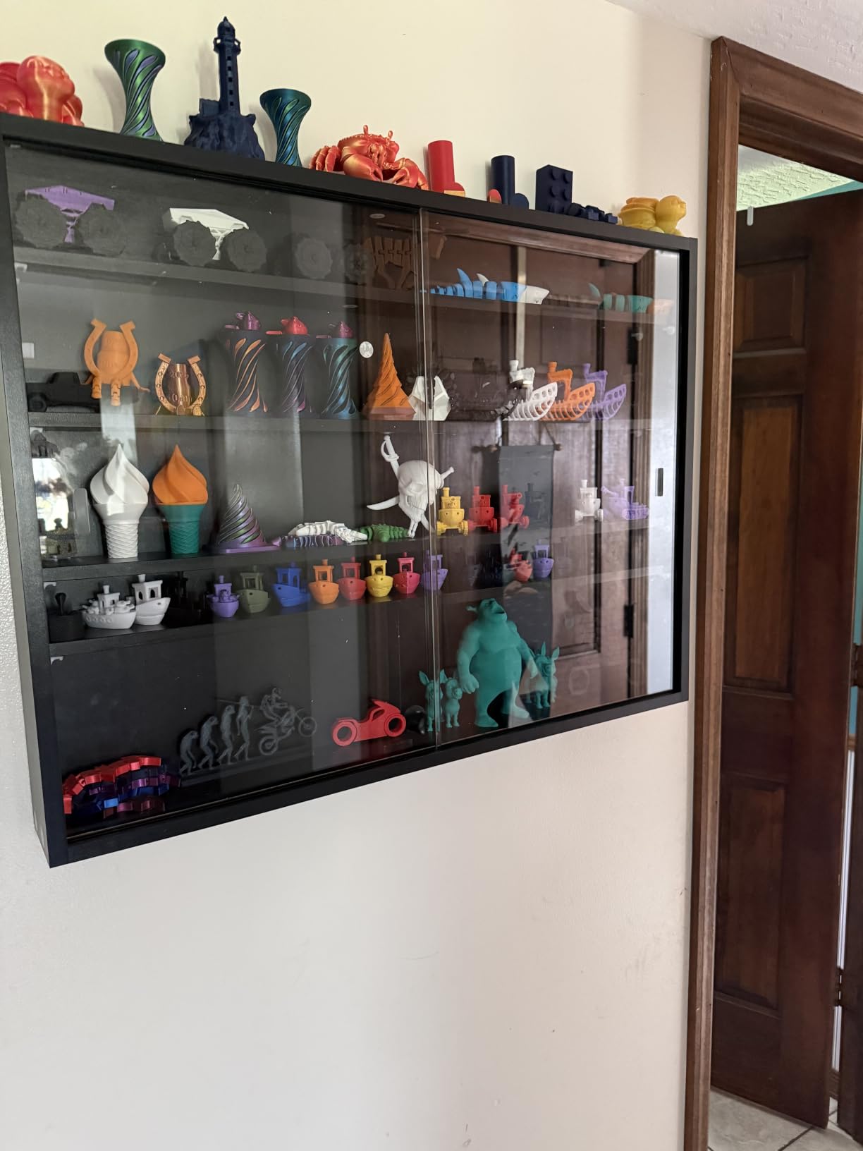 5-Tier Display Cabinet, Glass Door Cabinet with Adjustable Shelves, Wall-Mounted Display Case for Playroom, Bedroom, Black customer photo 2