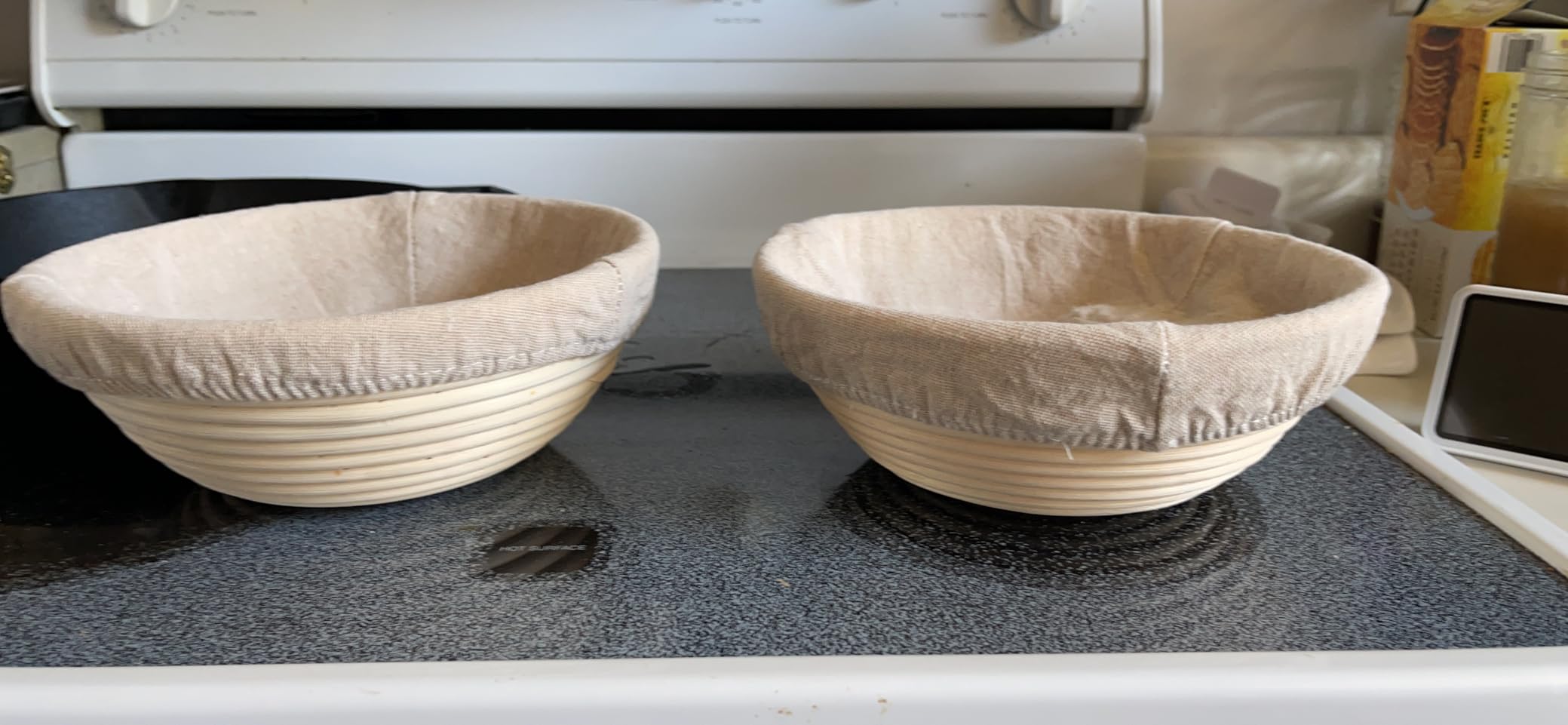 Rattan Banneton Bread Proofing Basket Set of 2, 9 Inch Round | For sourdough, boule and artisan loaves; supports dough during final proof for easier shaping and defined spiral lines customer photo 2