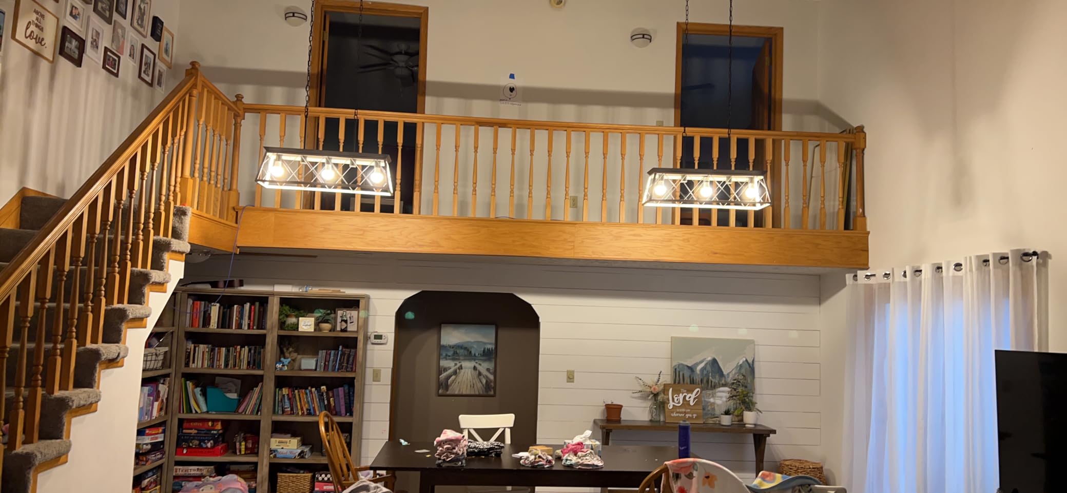 Q&S Farmhouse Dining Room Pendant Light Fixture,1-Light Industrial Chandelier Hanging Small Lights for Hallway Entryway Patio Kitchen Island D9.5 UL Listed customer photo 2