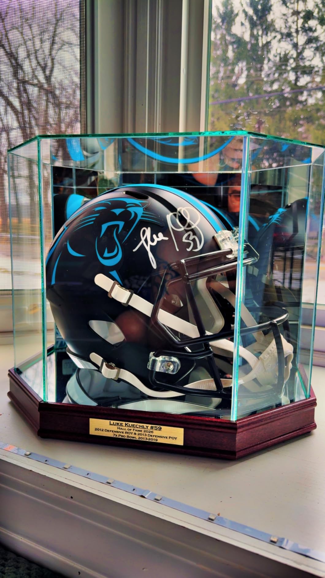 Football Helmet Display Case - Octagon with Sport Moulding (Sport Cherry) customer photo 2