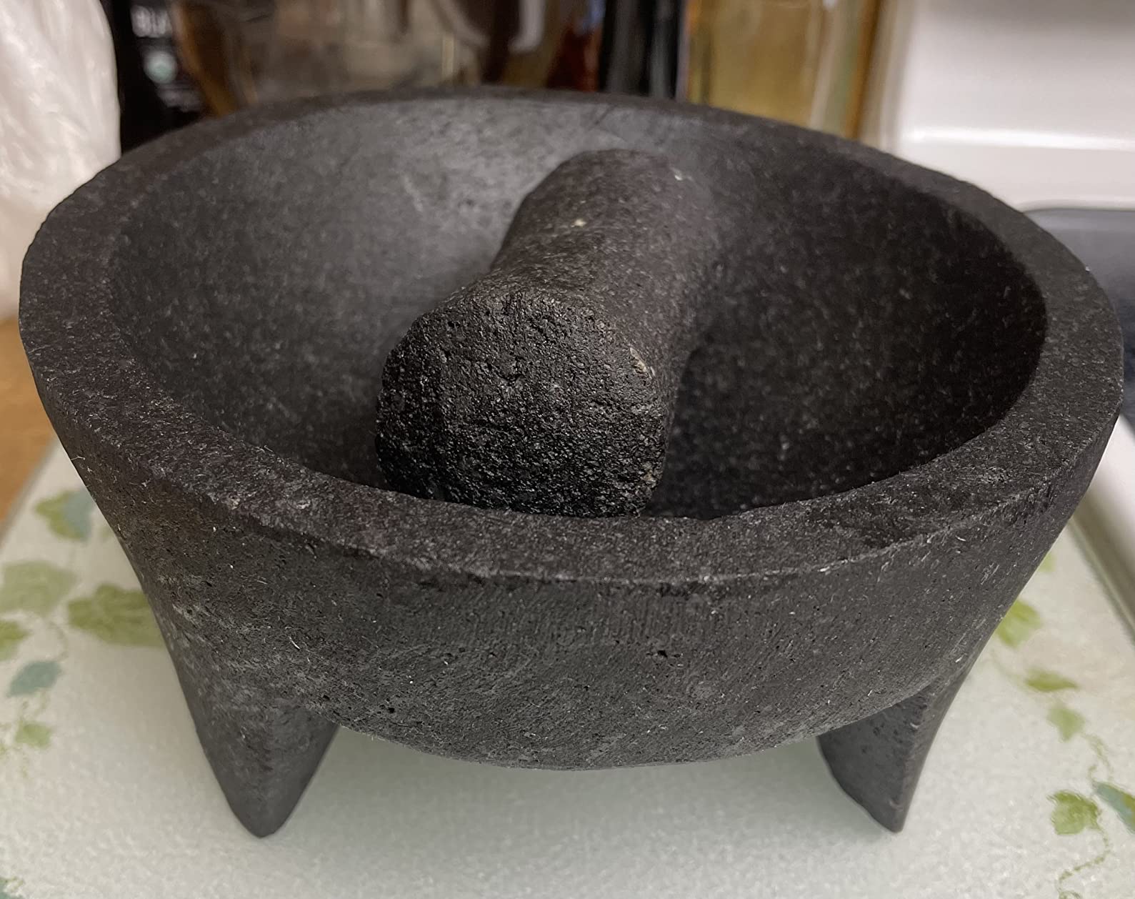 Genuine Handmade Mexican Mortar and Pestle Set- 8 Inches, Molcajete Mexicano - Mexican Cookware Perfect as Salsa Bowls, Guacamole Bowl and Masher, Mortero Para Cocina made from Volcanic Rock in Mexico customer photo 1