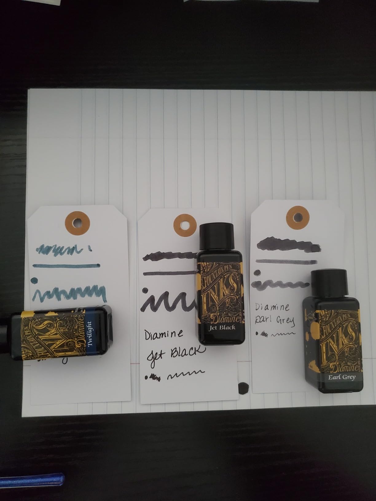 Diamine Fountain Pen Ink 30 ml - Base Colour - 6 x Bottles - Sepia, Green Black, Earl Grey, Ancient Copper, Twilight, Jet Black customer photo 1
