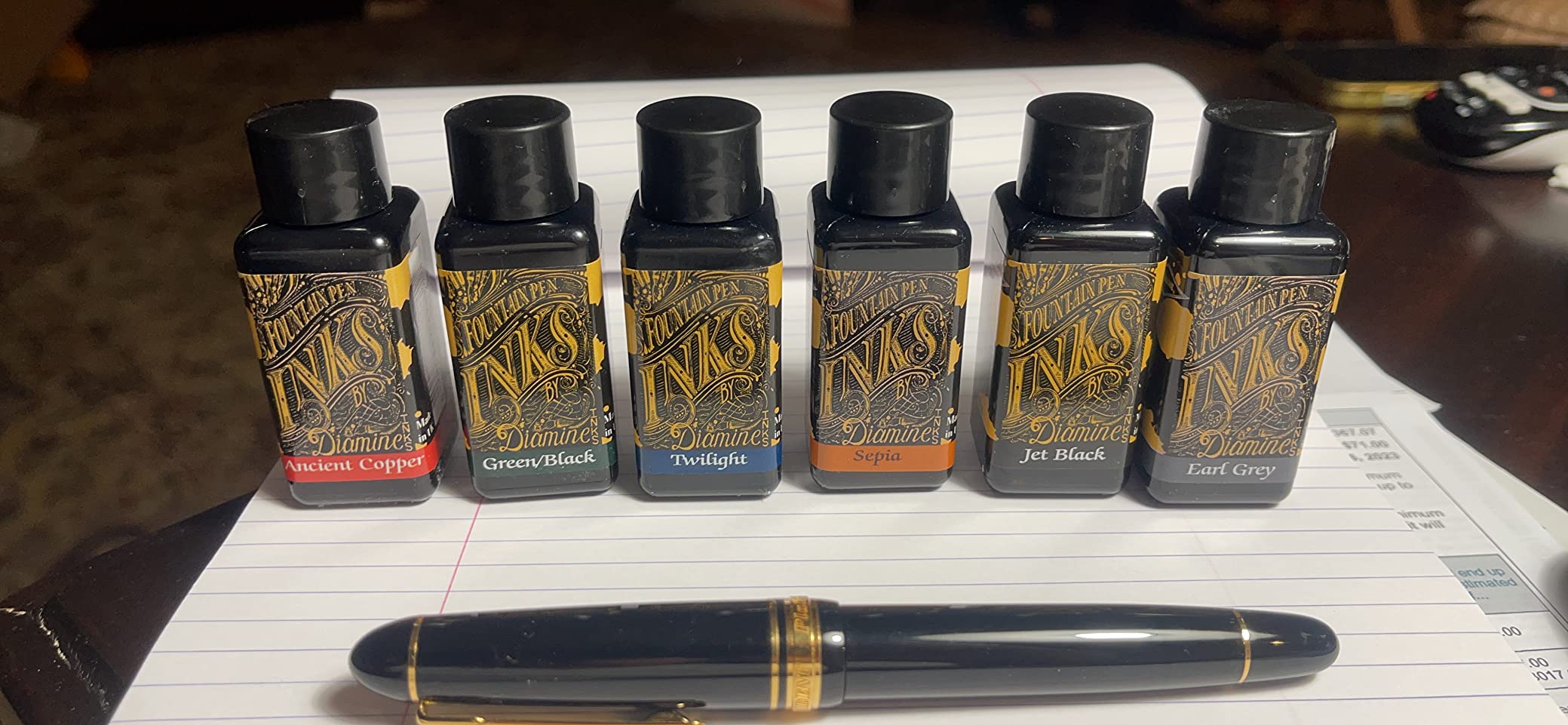 Diamine Fountain Pen Ink 30 ml - Base Colour - 6 x Bottles - Sepia, Green Black, Earl Grey, Ancient Copper, Twilight, Jet Black customer photo 2