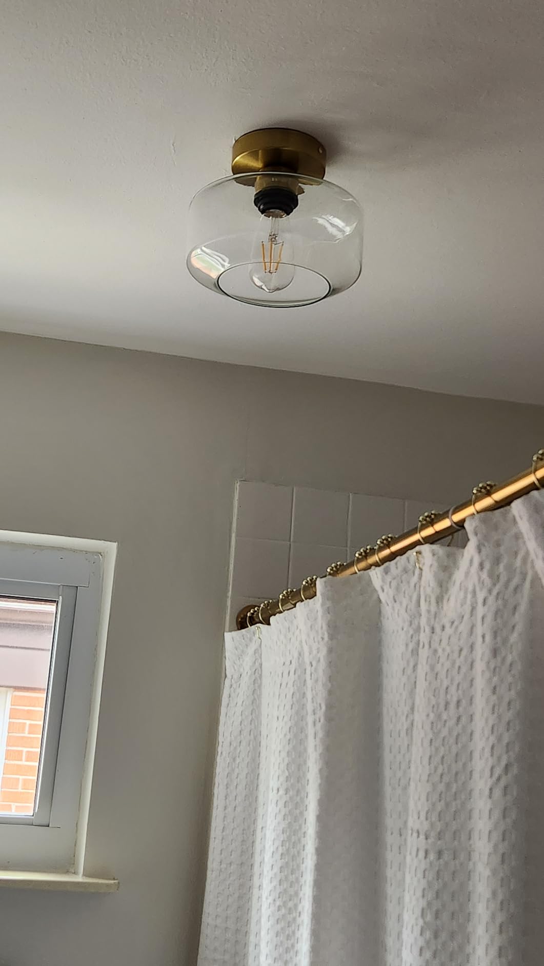 Industrial Semi Flush Mount Ceiling Light, 800 Lumen LED Bulb Included, Seeded Glass Shade Farmhouse Light Fixture for Hallway Corridor Kitchen Bathroom Bedroom Passway customer photo 1
