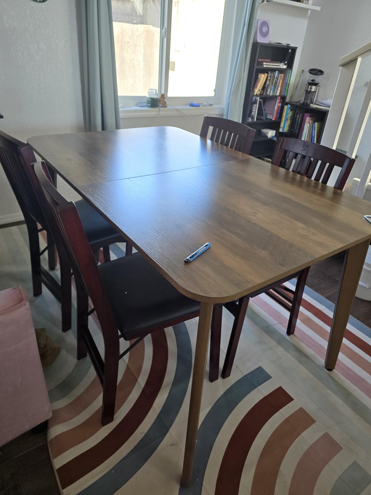 VASAGLE Folding Dining Table, Kitchen Table, Drop Leaf Extendable Table for Small Spaces, Seats 2-4 People, Industrial, Rustic Brown and Black UKDT077B01 customer photo 2