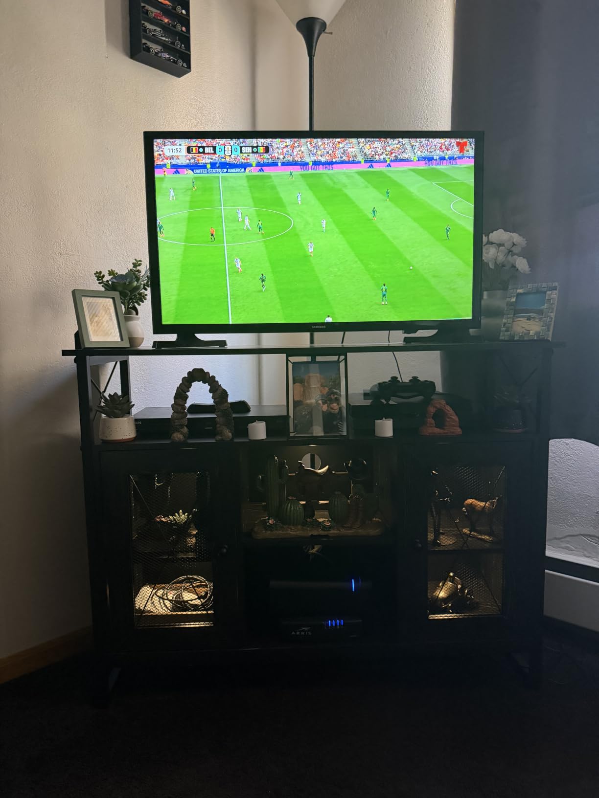 WLIVE TV Stand 55 inch TV, Tall Entertainment Center with Storage, Farmhouse Industrial TV Console for Bedroom Living Room, Charcoal Black customer photo 2
