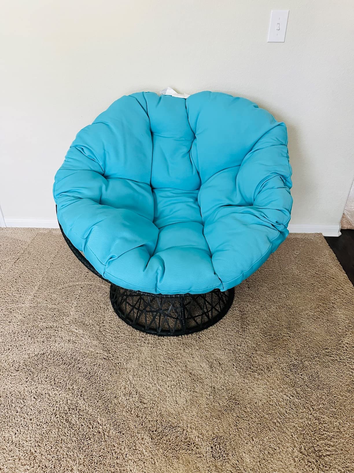 OSP Home Furnishings Wicker Papasan Chair with 360-Degree Swivel, Brown Frame with Brown Cushion customer photo 1
