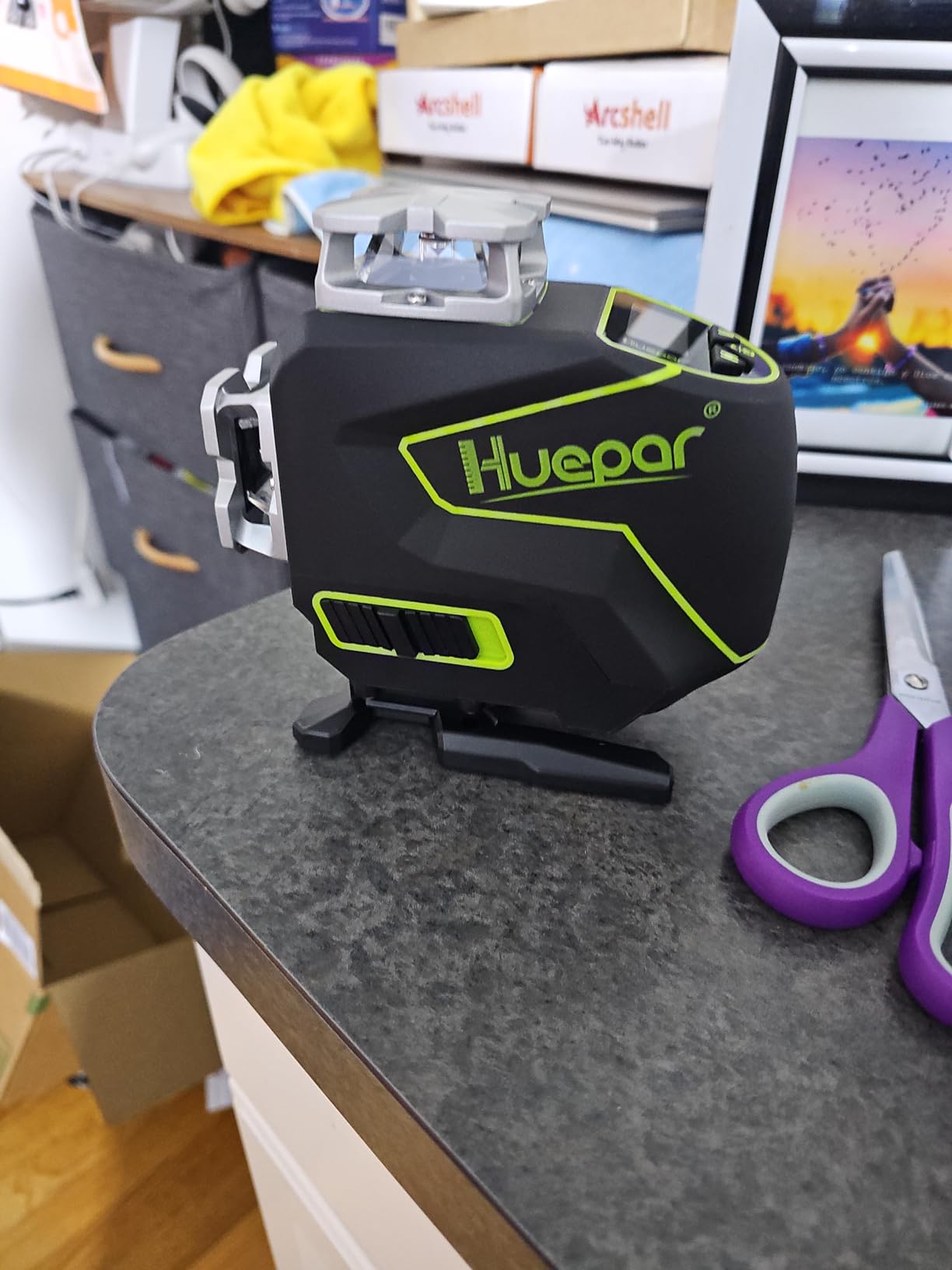 Huepar Laser Level 360 Self Leveling, S04CG 4x360° Green 4D Cross Line Laser with LCD Screen, Bluetooth Outdoor Pulse Mode, Remote Control, Rechargeable 16 Lines Laser Tool for Construction/Tile/Floor customer photo 2