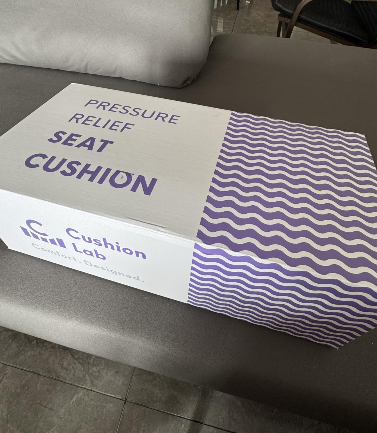 C CUSHION LAB Patented Pressure Relief Seat Cushion for Long Sitting Hours on Office/Home Chair, Car, Wheelchair - Extra-Dense Memory Foam for Hip, Tailbone, Coccyx, Sciatica - Light Grey customer photo 1