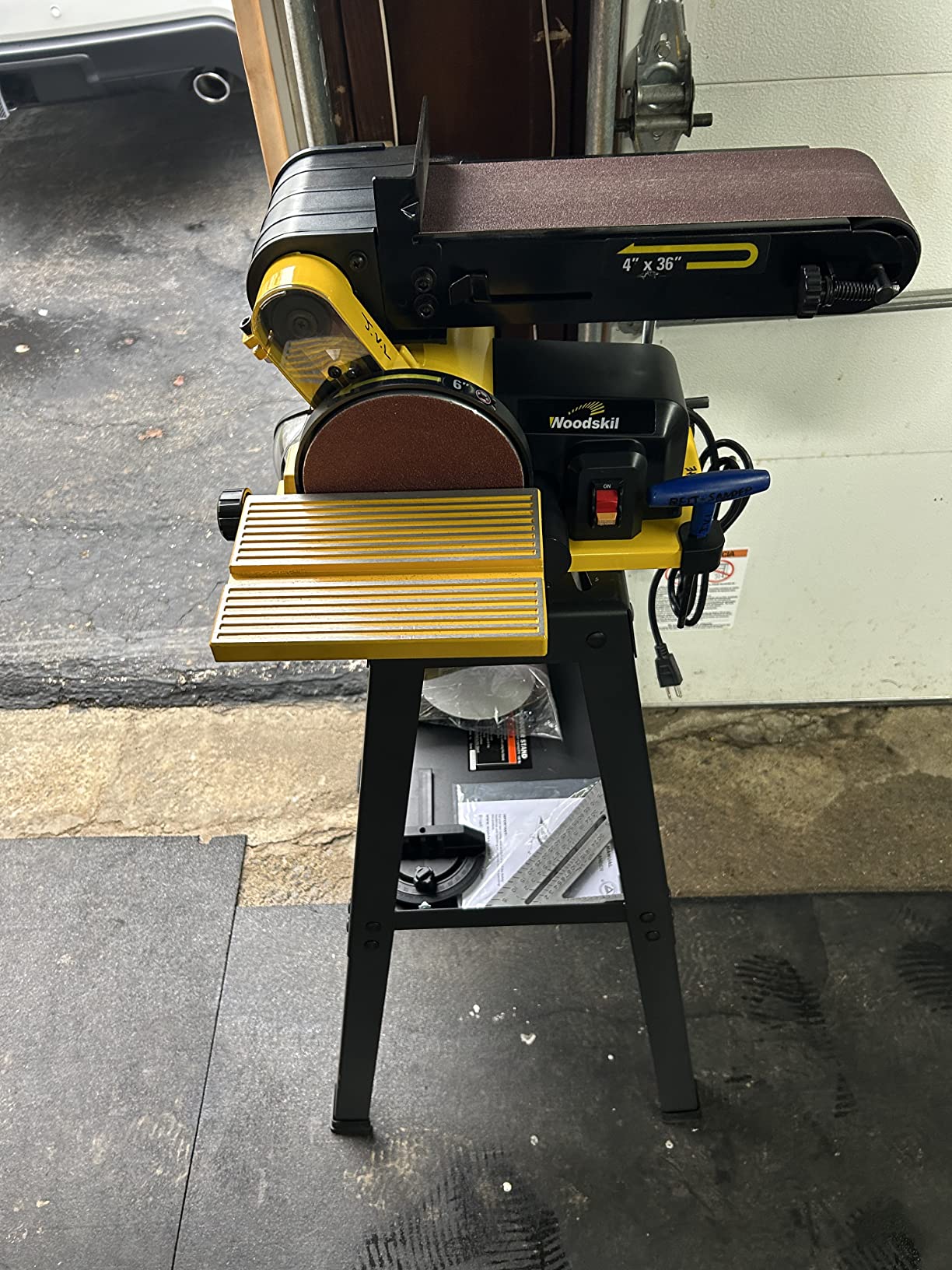 Woodskil 4.3A Belt Disc Sander Combo for Woodworking, 4x36
