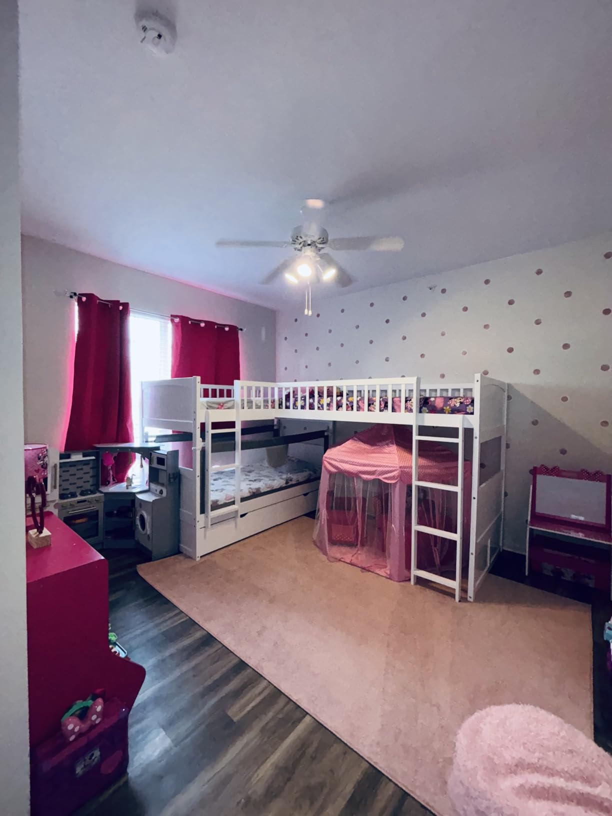 Flieks Triple Bed Twin-Over-Twin-Over-Twin Bed L Shaped Bunk Bed with 2 Drawers and 2 Ladders, No Box Spring Needed customer photo 1
