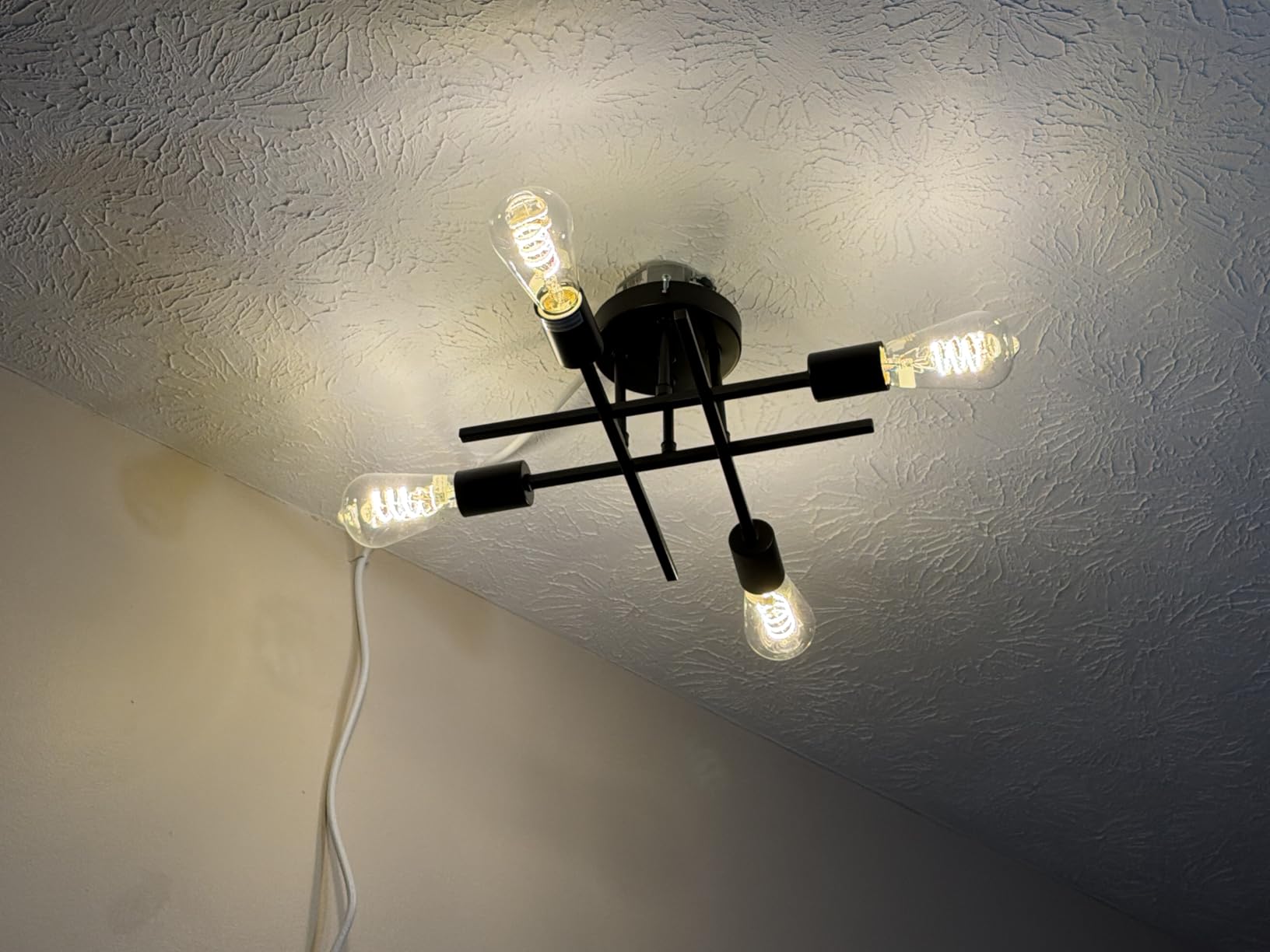 TOBUSA Semi Flush Mount Ceiling Light Fixture Matte Black, Modern Sputnik Close to Ceiling Light, Chandelier Light Fixture Ceiling for Bedroom Kitchen Living Room Dining Room, 4 Light E26 Socket customer photo 2