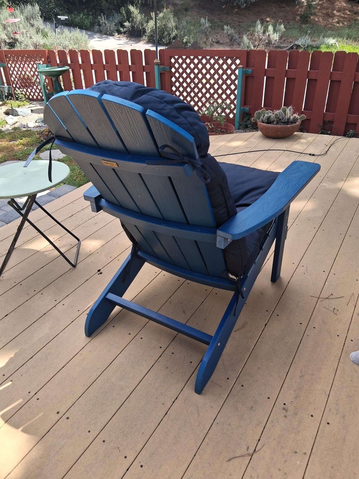 Adirondack Chair with Cup Holder, All-Weather Outdoor Chair, Blue | HIPS Plastic Fire Pit Chair with Wood Texture, Weather Resistant Lawn Chair for Outside Patio Garden Porch Deck Backyard customer photo 1