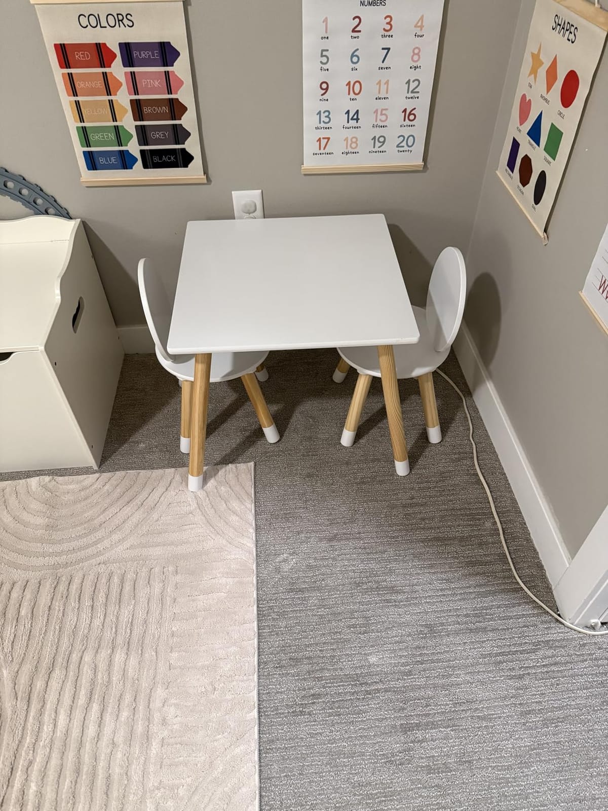 UTEX Bear-Themed Wooden Toddler Table and Chair Set for Kids' Room, White | Kids Table and Chairs, Smooth Rounded Edges, Solid Wood Legs, Water-based paint for Nursery customer photo 2