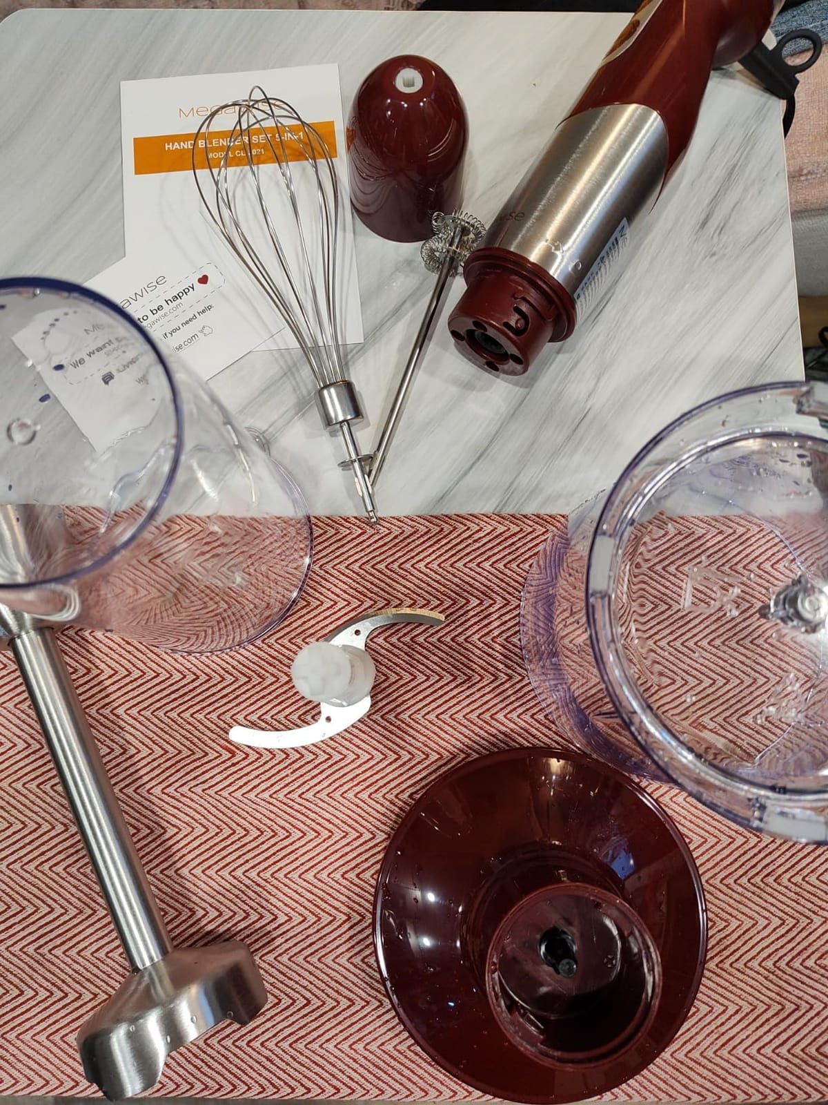 5-in-1 Immersion Hand Blender Set with Variable Speed, 400W, Stainless Steel - Includes Chopper, Whisk, Milk Frother, and Beaker - Ideal for Soups, Smoothies, Baby Food & More (RED) customer photo 1