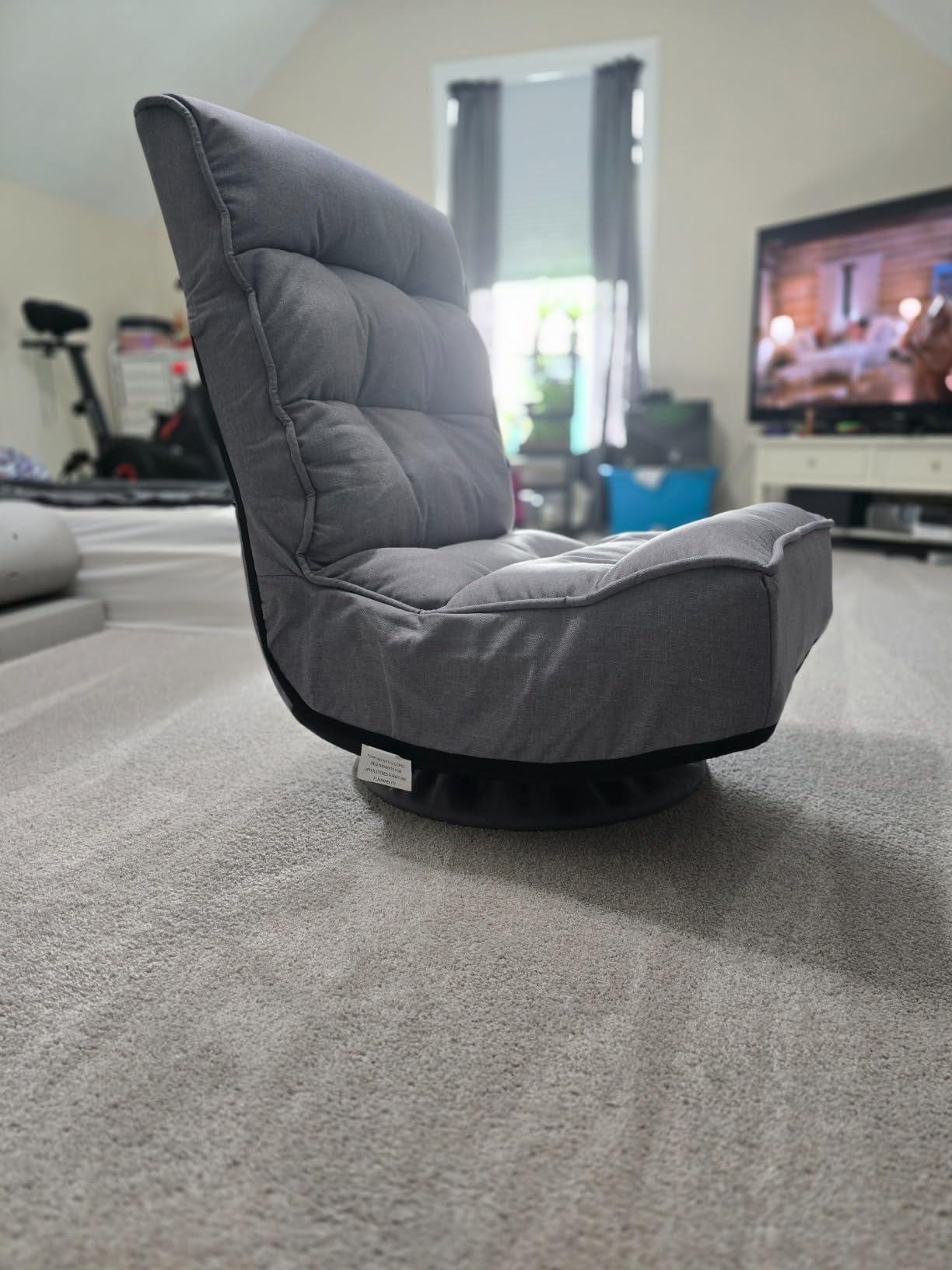 GIANTEX 360 Degree Swivel Gaming Chair, 6 Position Adjustable, Folding Floor Chair, 300lb Spring Support, Comfortable Padded Backrest, Lazy Sofa Chair Game Rocker for Teens Adults (Blue) customer photo 1