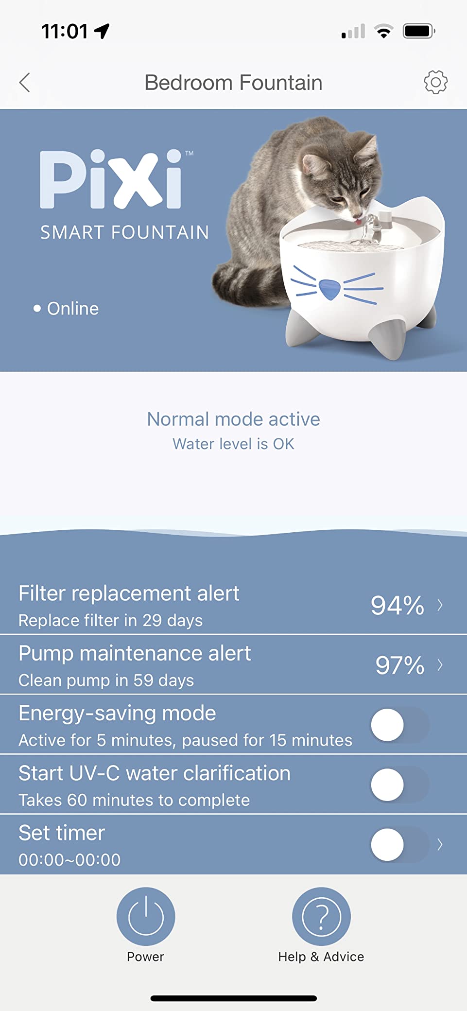 Catit PIXI Smart Water Fountain, White | Automatic Cat Drinking Fountain with UV-C Clarifier Light and App Support customer photo 2