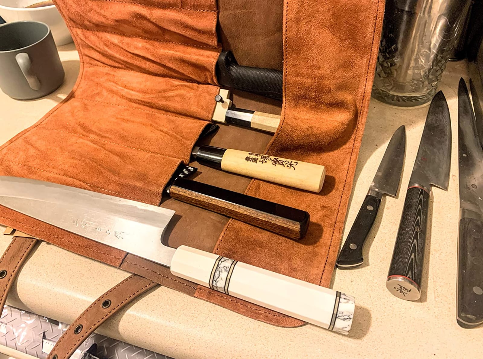 Knife Roll Bag Genuine Leather - Chef's Knife Bag 7 Slots - Leather Knife Case customer photo 1