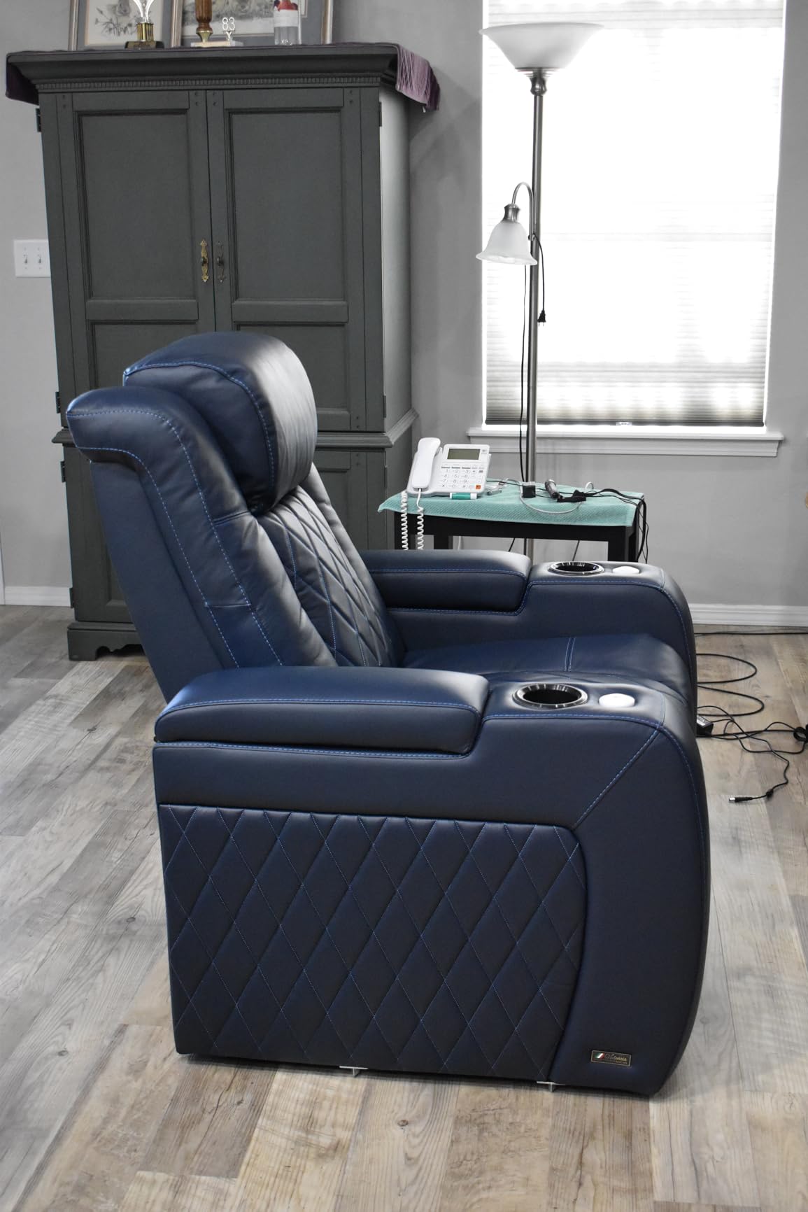 Valencia Tuscany Home Theater Seat - Nappa Leather Power Recliner with Cool Gel Memory Foam, USB-C/A Charging, RGB LED Lights, Adjustable Lumbar & Headrest (Single Recliner,Black) customer photo 1
