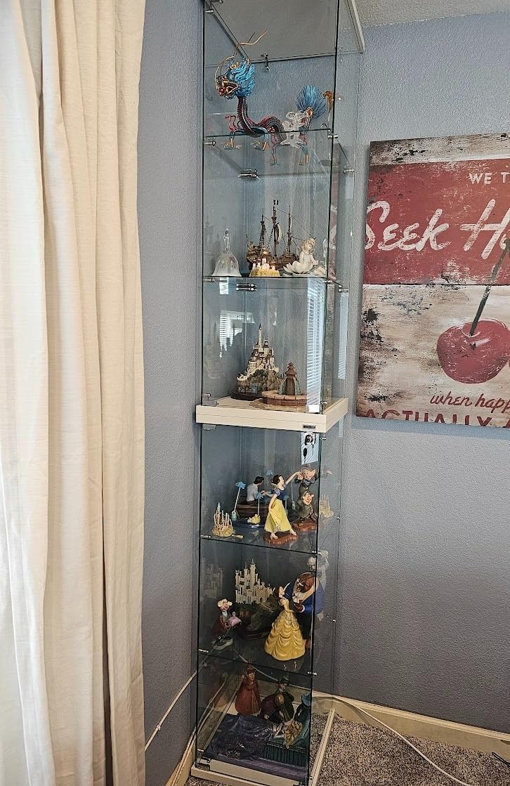 VIVOHOME 3 Layers 16''W x 16''D x 33''H Glass Display Cabinet Showcase Countertop with Lock, 4mm Tempered Glass 25mm MDF Base customer photo 2