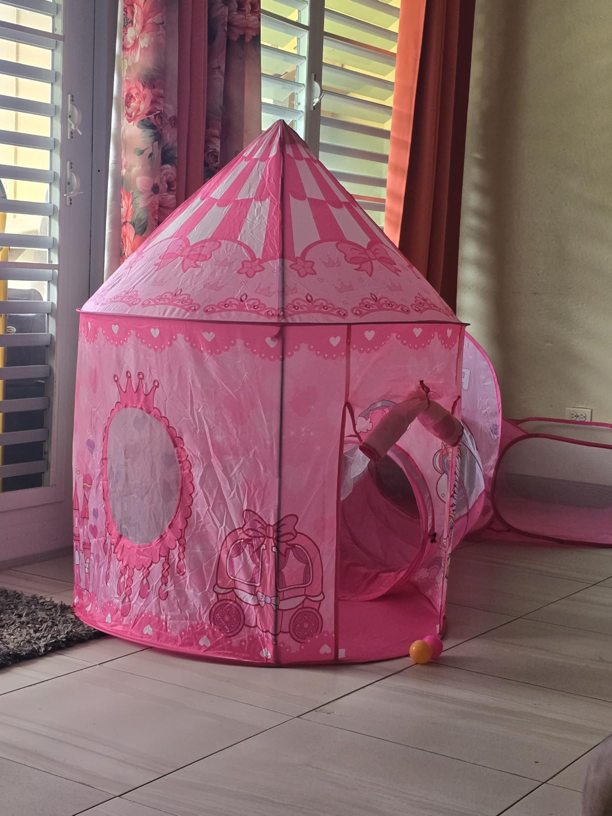 GeerWest 3PC Princess Tent for Girls with Kids Ball Pit and Crawl Tunnel for Toddlers, Pink Pop Up Playhouse Toys Indoor& Outdoor for Birthday Gifts customer photo 1