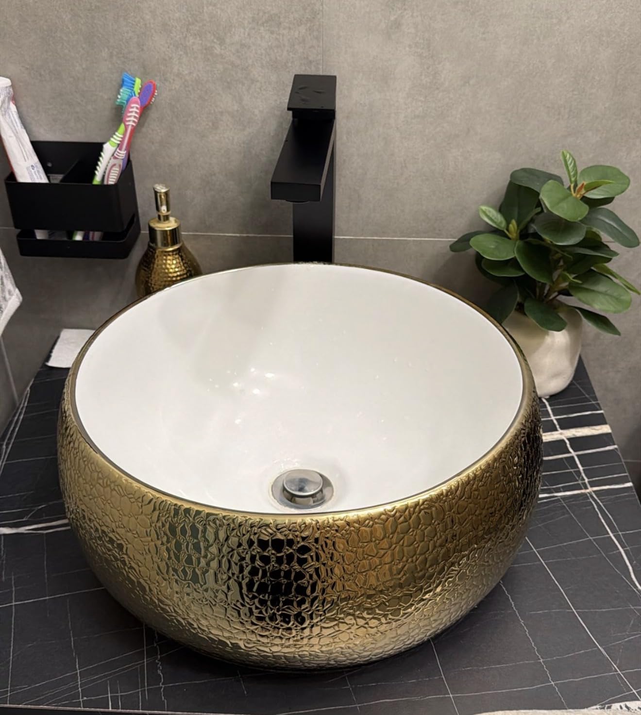 gotonovo Bathroom Vessel Sink Faucet with Pop Up Drain, Matte Black | Tall Bathroom Faucet 1 Hole Single Handle, Modern Square Body, cUPC Water Supply Line, SUS304, for Basin Vanity Restroom Rv customer photo 2