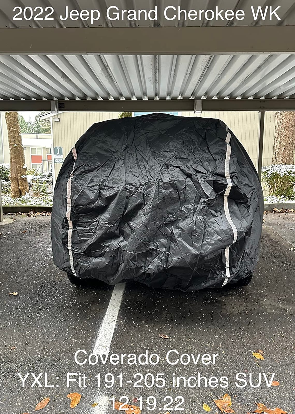 Coverado Black Car Cover Hail Protection with Zipper Door, Cotton Backing Snowproof UV Protection Windproof, Universal Fit for SUV (191