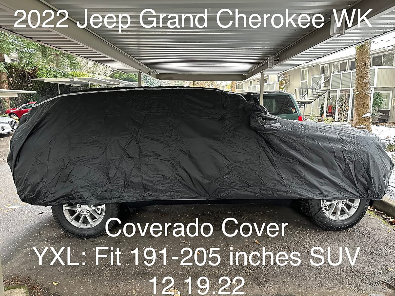 Coverado Black Car Cover Hail Protection with Zipper Door, Cotton Backing Snowproof UV Protection Windproof, Universal Fit for SUV (191
