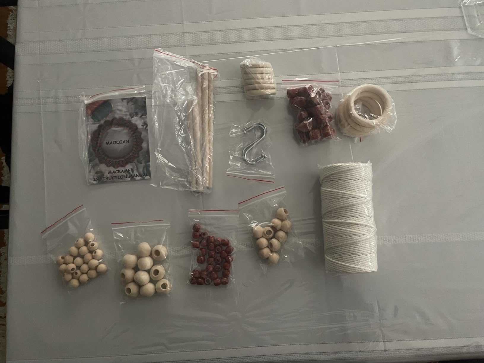 169pcs Macrame Kits for Beginners 3mm x 220yards Natural Cotton Macrame Cord Wall Hanging Kit, Best Macrame Supplies for Macrame Plant Hanger with Wooden Beads,Wooden Rings,Wooden Sticks,S Hooks customer photo 1