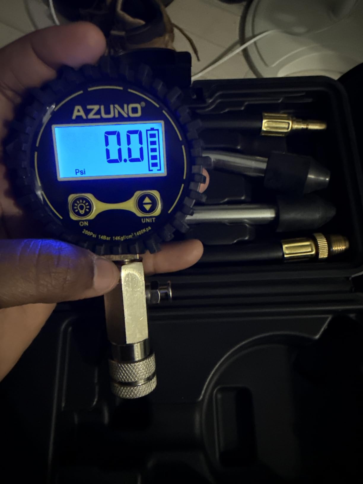 AZUNO Compression Tester Automotive, Digital Compression Gauge 200 PSI for Petrol Engine Cylinder Compression Tester Kit with Adapter and Hose customer photo 1